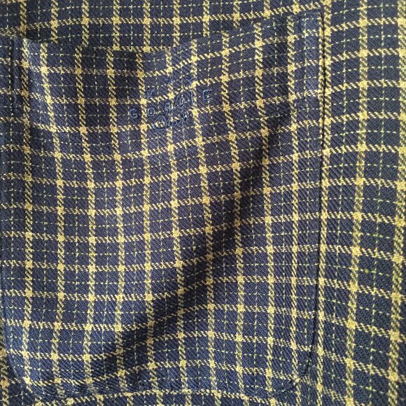 GORDIE HOWE Button Shirt L VINTAGE blue brown plaid embroidered - Picture 5 of 14